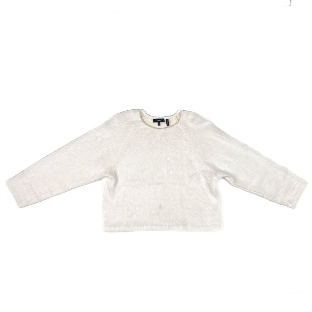 Theory Rounded Wool Top in Faux Fur Jersey Size S - Picture 2 of 6